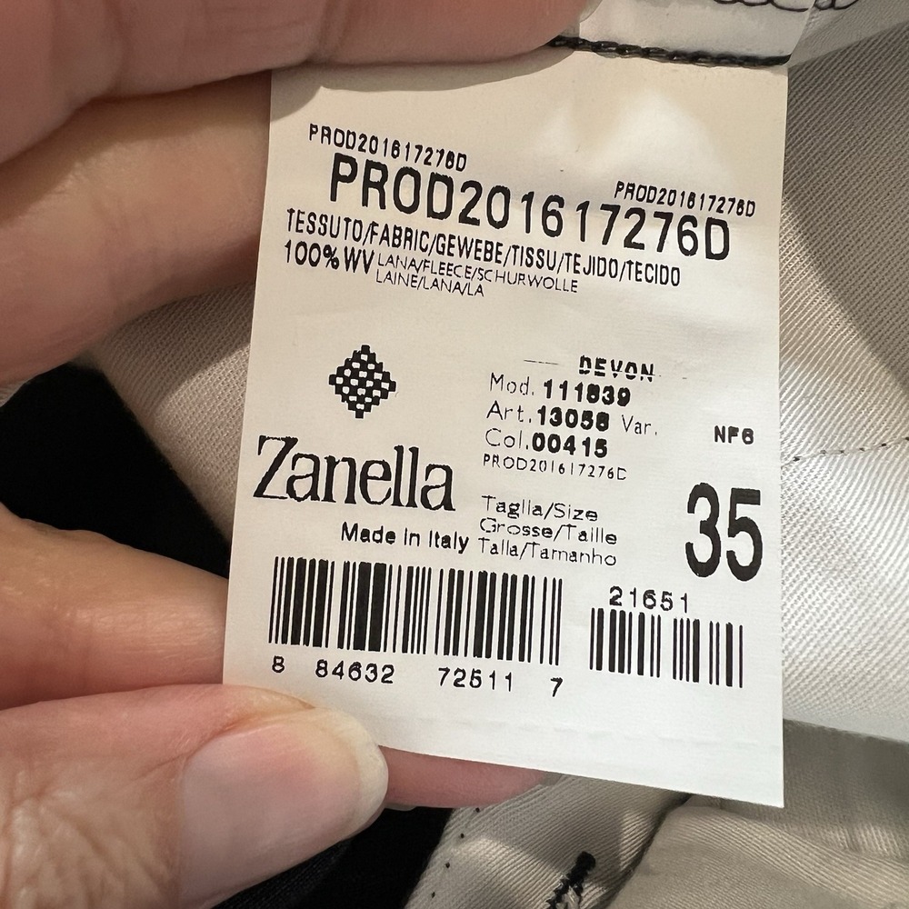 Zanella for Nordstrom Devon Dress Pants Wool Trousers Navy Crosshatch Business - Picture 5 of 6